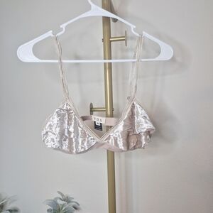 POL Women's Soft Cream Ruffle Bralette